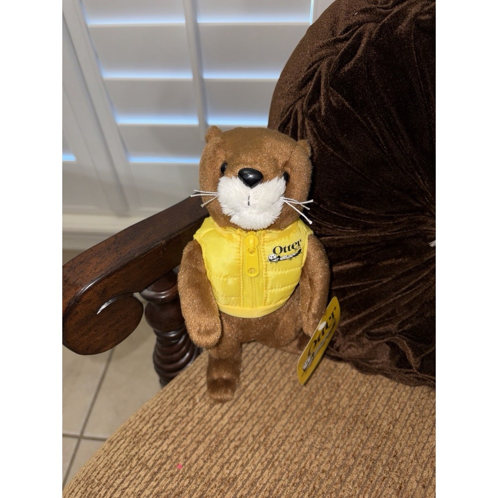 Ollie The Otter Brown 9" Plush Yellow Puffer Vest OtterBox Mascot Stuffed Animal